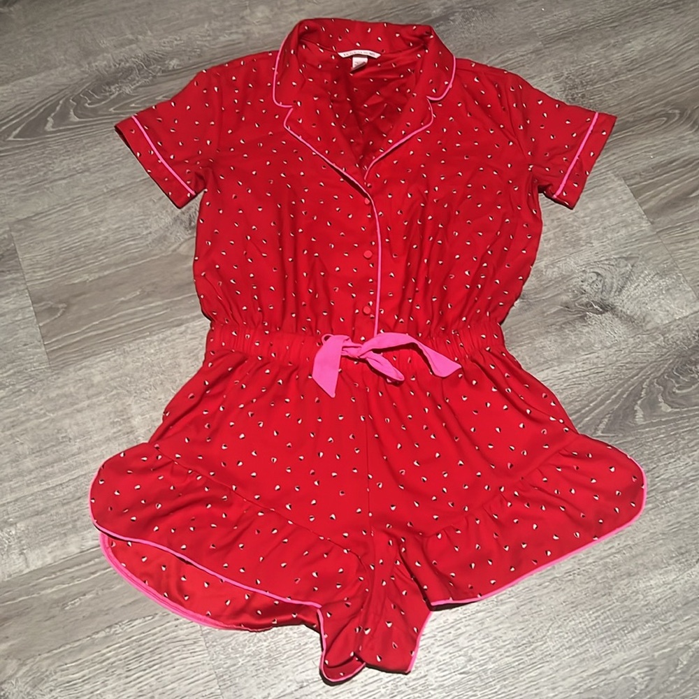 Victoria’s Secret Ruffle Heart Print Romper - Picture 2 of 12